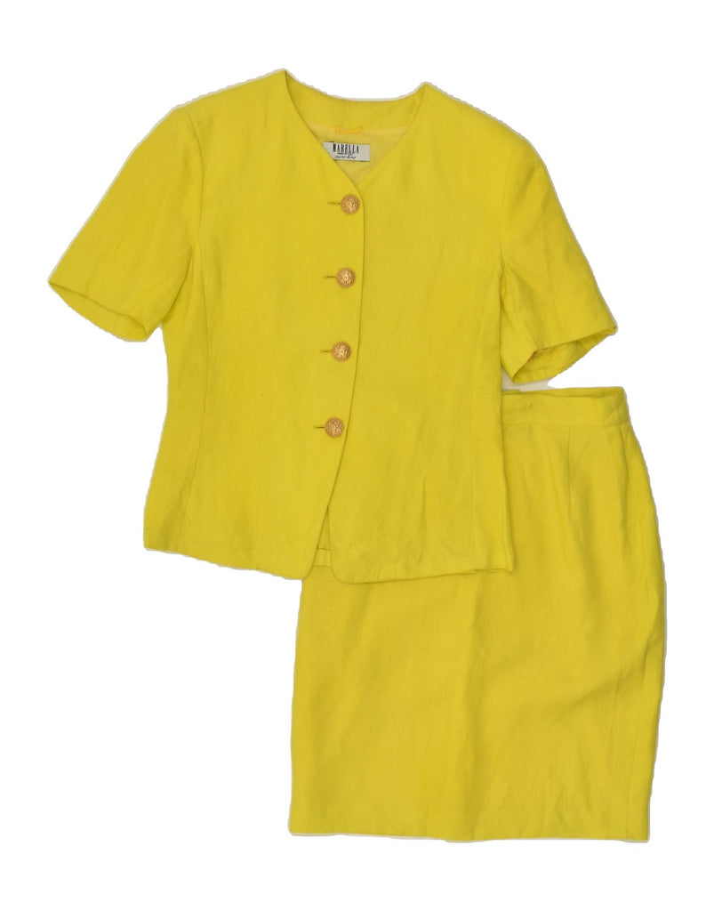 MARELLA Womens Short Sleeve 2 Piece Skirt Set UK 14 Large  W26 Yellow | Vintage Marella | Thrift | Second-Hand Marella | Used Clothing | Messina Hembry 