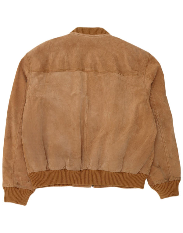 Vintage Mens Suede Jacket UK 42 2XL Beige Leather