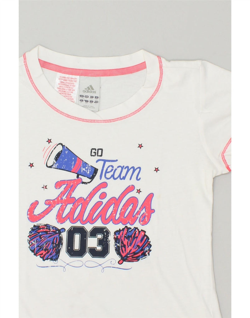 ADIDAS Girls Graphic T-Shirt Top 11-12 Years White Cotton | Vintage Adidas | Thrift | Second-Hand Adidas | Used Clothing | Messina Hembry 