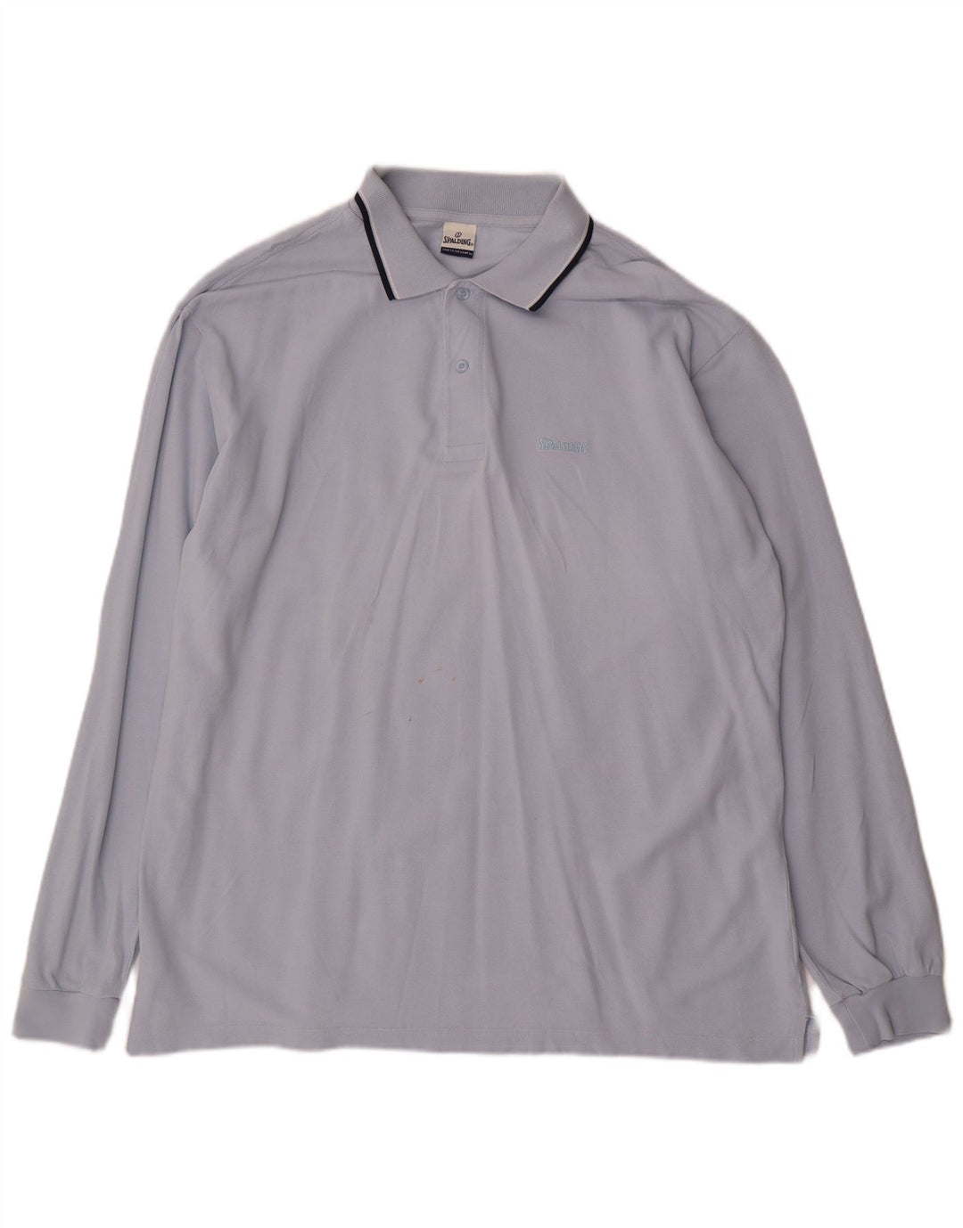 Spalding Mens Long Sleeve Polo Shirt XL Blue Cotton