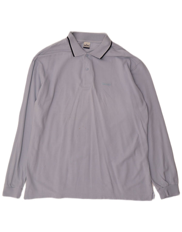 Spalding Mens Long Sleeve Polo Shirt XL Blue Cotton