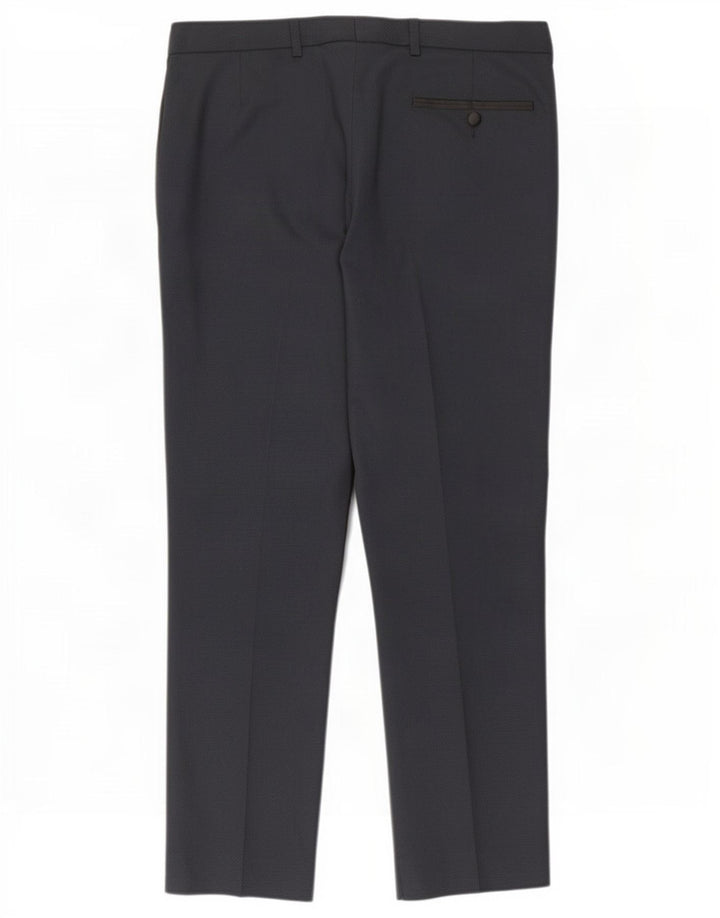 Marks & Spencer Mens Slim Fit Casual Trousers W34 L29 Navy Blue Polyester