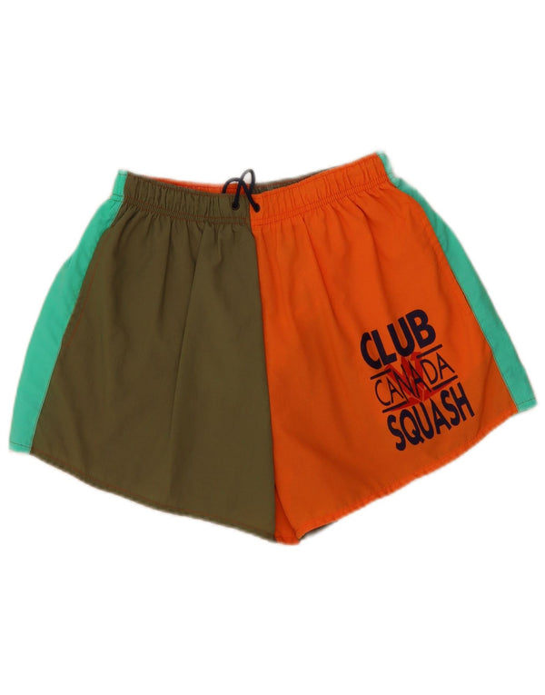 Vintage Mens Graphic Sport Shorts Small  Multicoloured Colourblock