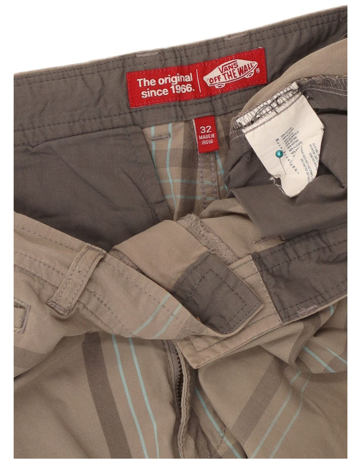 VANS Mens Chino Shorts W32 Medium Grey Check Cotton
