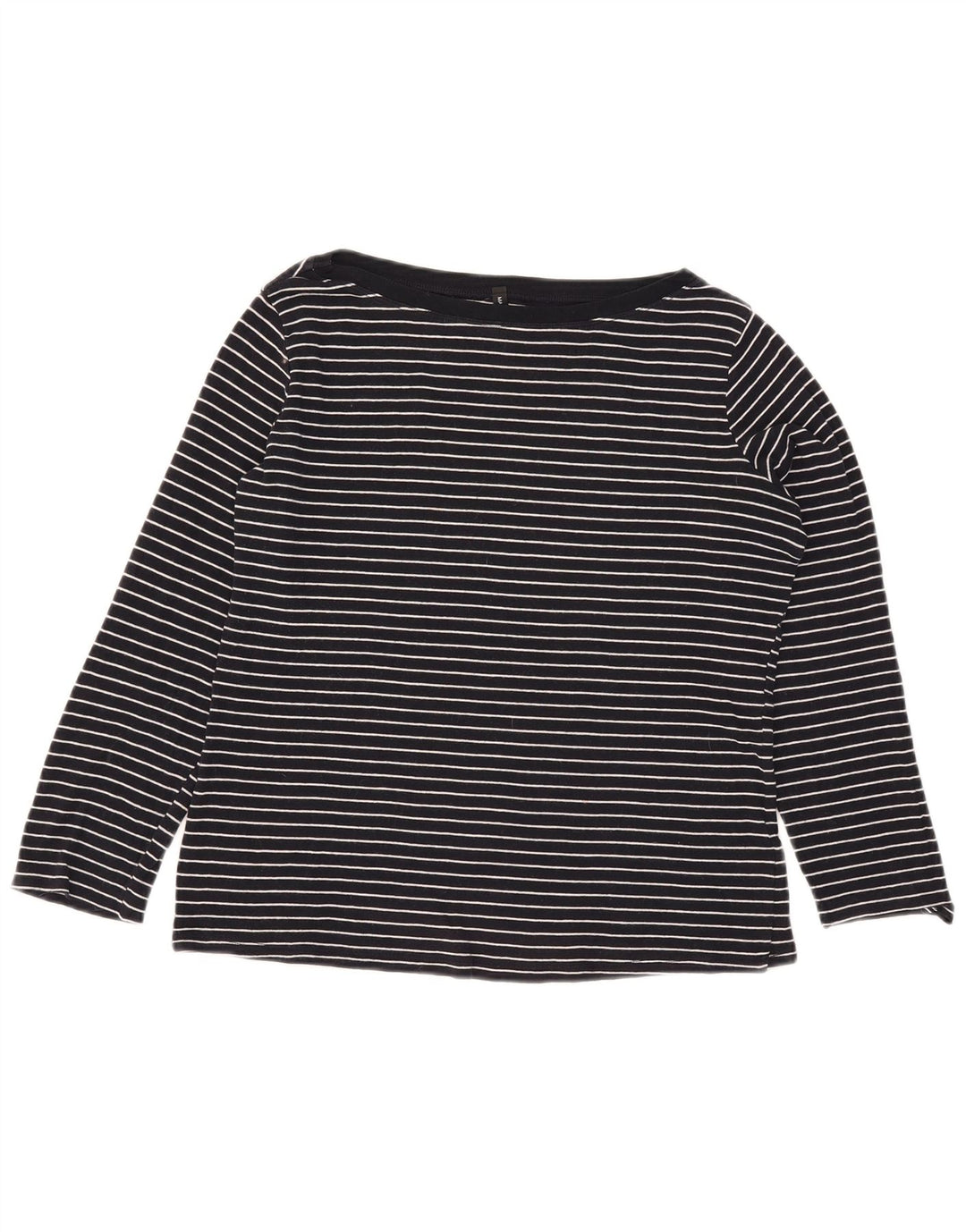 Marks & Spencer Womens Top Long Sleeve UK 16 Large Navy Blue Pinstripe