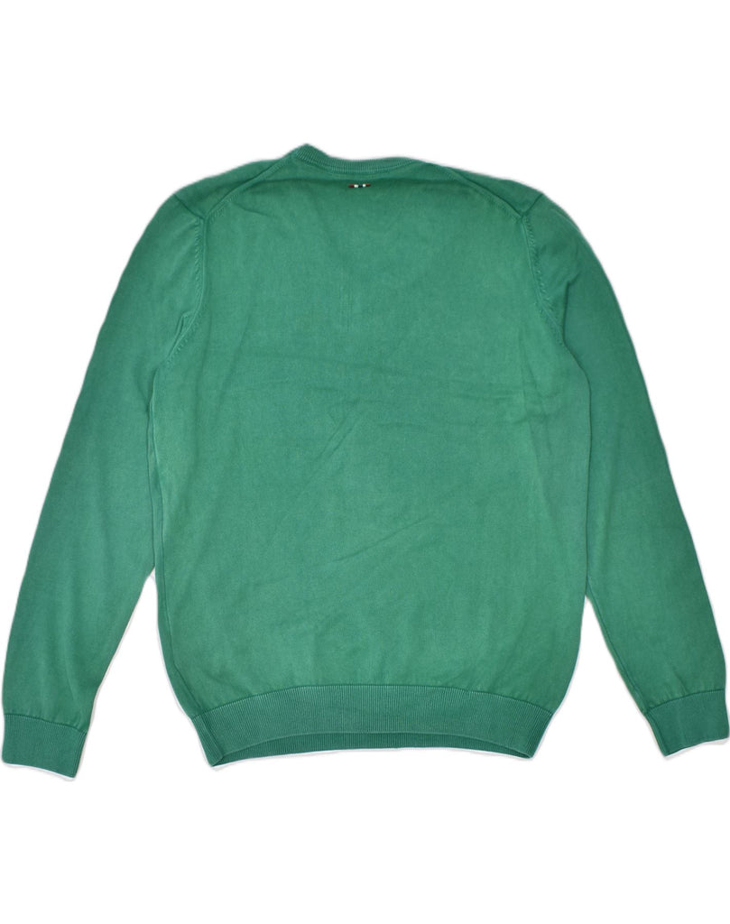 NAPAPIJRI Mens V-Neck Jumper Sweater Medium Green Cotton | Vintage | Thrift | Second-Hand | Used Clothing | Messina Hembry 