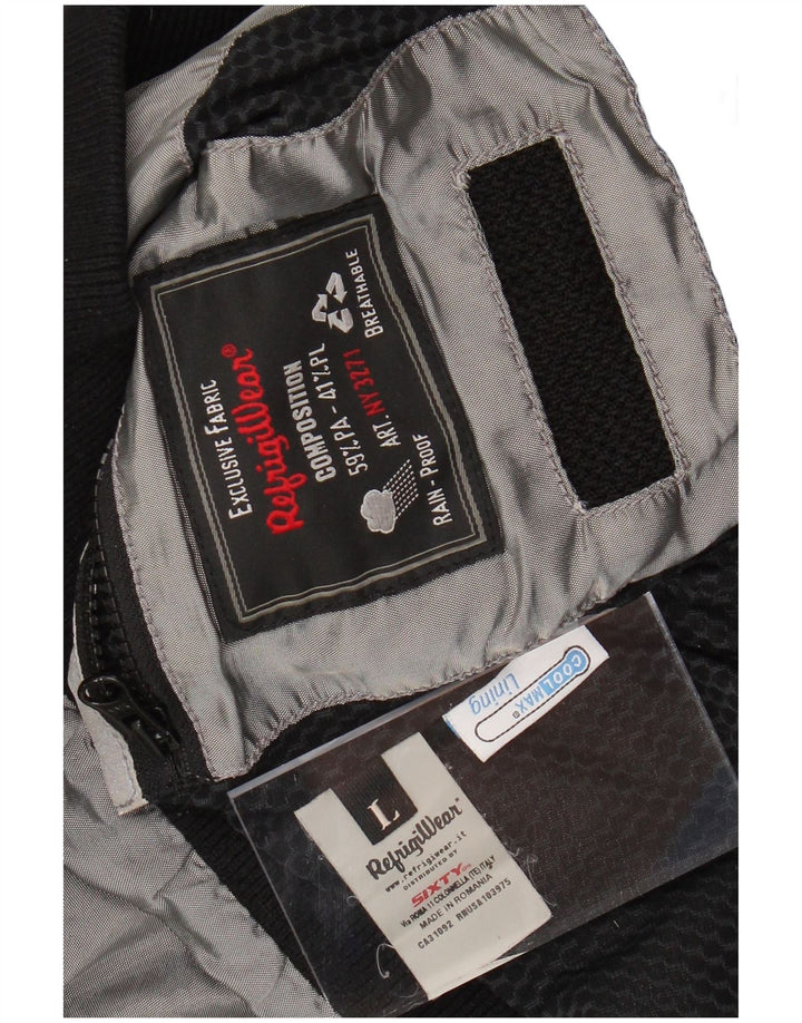 REFRIGIWEAR Mens Hooded Bomber Jacket UK 40 Large Grey Polyester