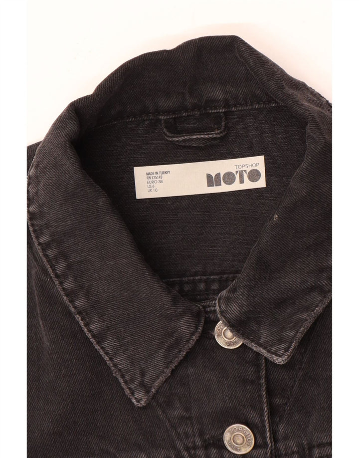 Topshop Womens Crop Denim Jacket UK 10 Small Grey