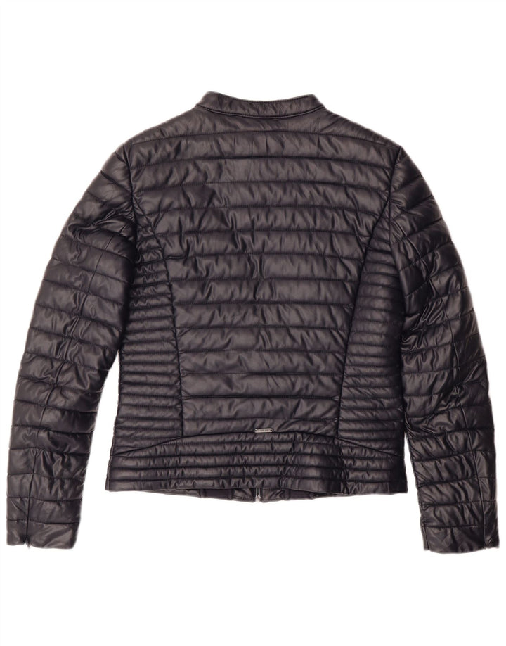 GUESS Womens Padded Jacket UK 14 Medium Navy Blue Polyurethane