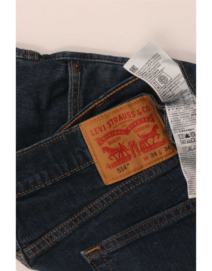 Levi's Mens 514 Straight Jeans W34 L34 Navy Blue Cotton