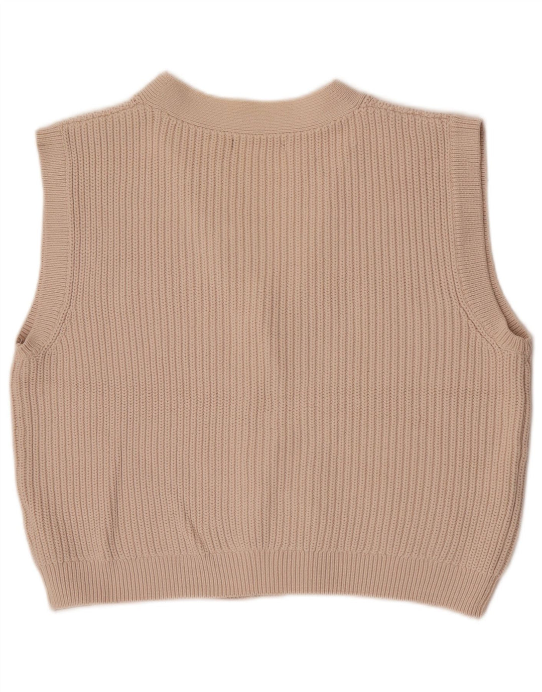 Marks & Spencer Womens Crop Sleeveless Cardigan Sweater UK 14 Medium Beige