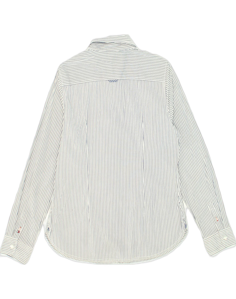 TOMMY HILFIGER Womens Shirt US 10 Large White Pinstripe Cotton | Vintage Tommy Hilfiger | Thrift | Second-Hand Tommy Hilfiger | Used Clothing | Messina Hembry 