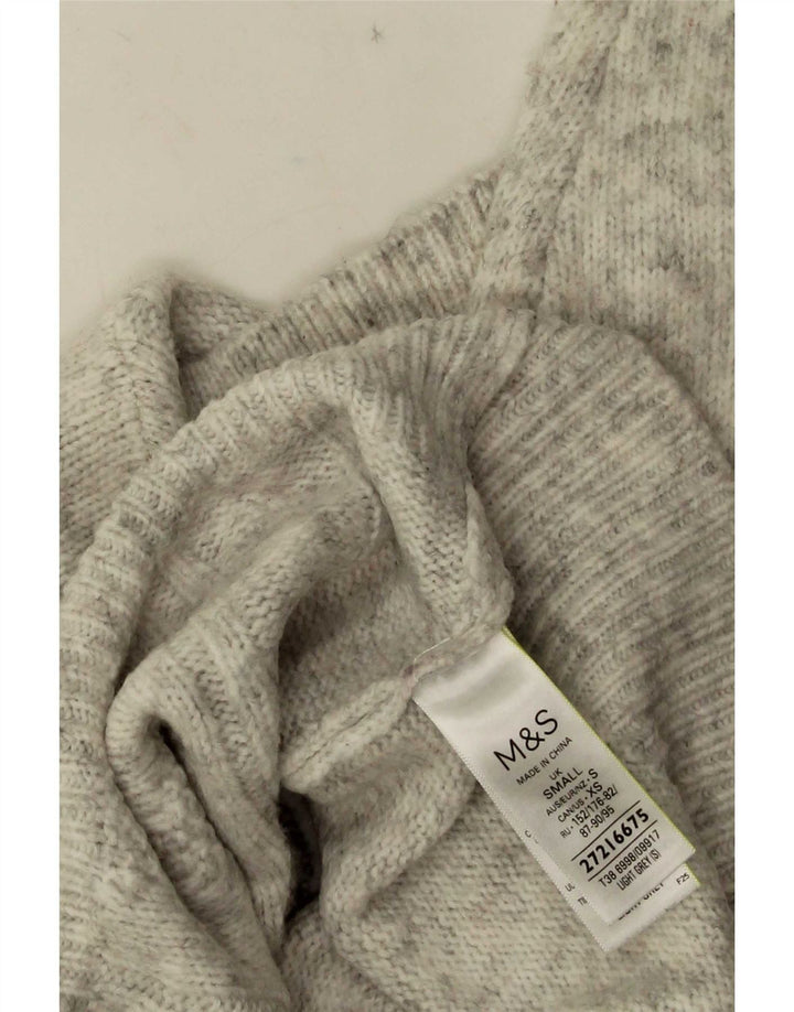 Marks & Spencer Mens Polo Neck Jumper Sweater Small Grey Flecked Acrylic