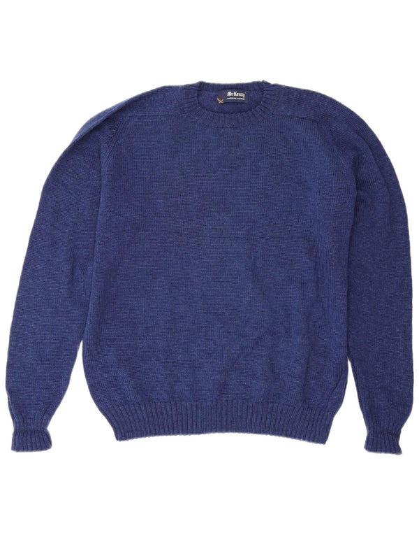 MC Kenzy Mens Crew Neck Jumper Sweater Large Navy Blue New Wool