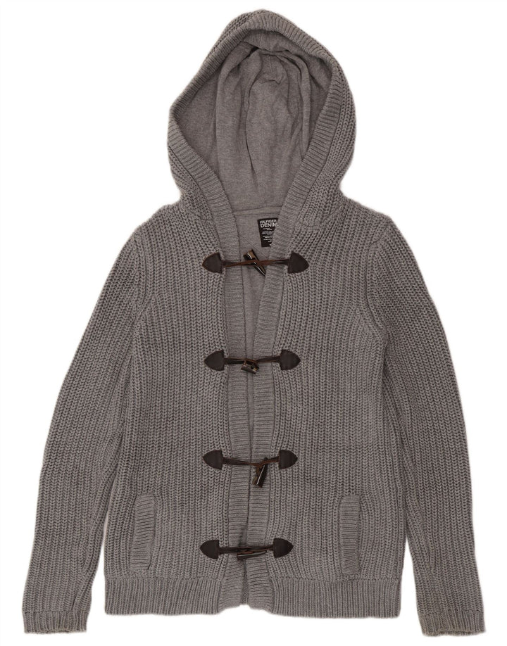 Tommy Hilfiger Mens Hooded Cardigan Sweater Medium Grey Cotton