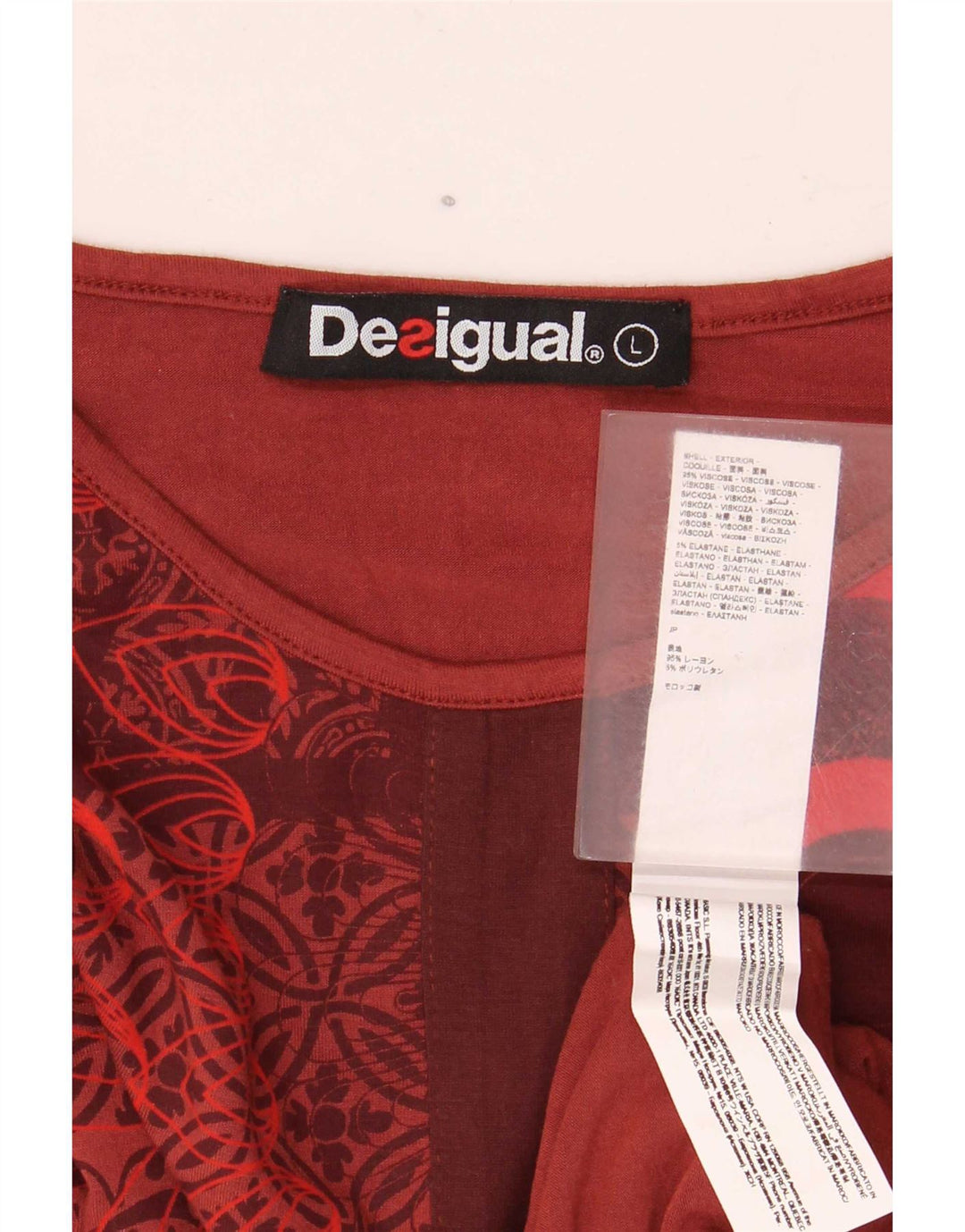 Desigual Womens Abstract Pattern Blouse Top UK 14 Large Red Viscose