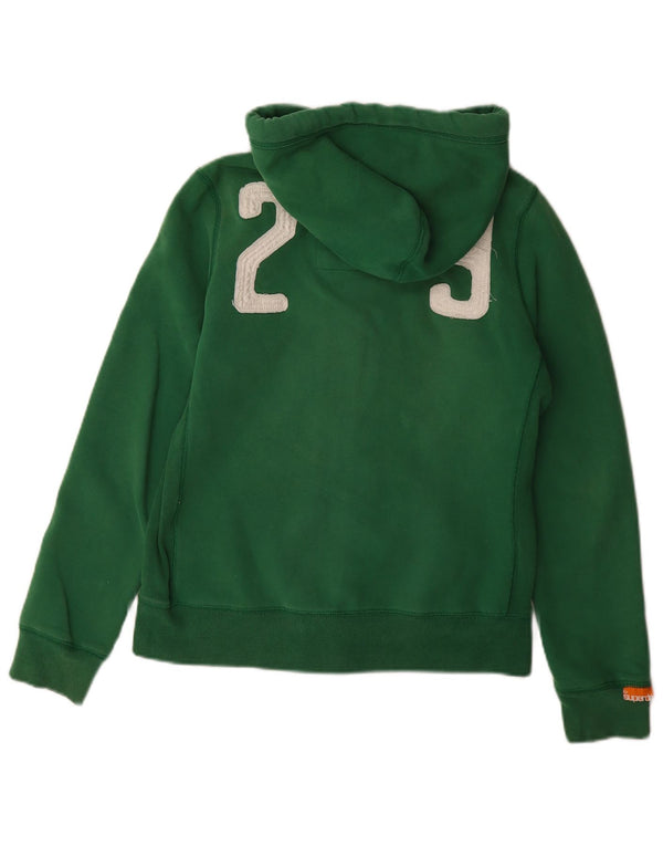 Superdry Womens Graphic Zip Hoodie Sweater UK 16 Large Green Cotton
