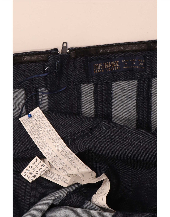 Zara Womens Strapless Dress UK 12 Medium Navy Blue Cotton