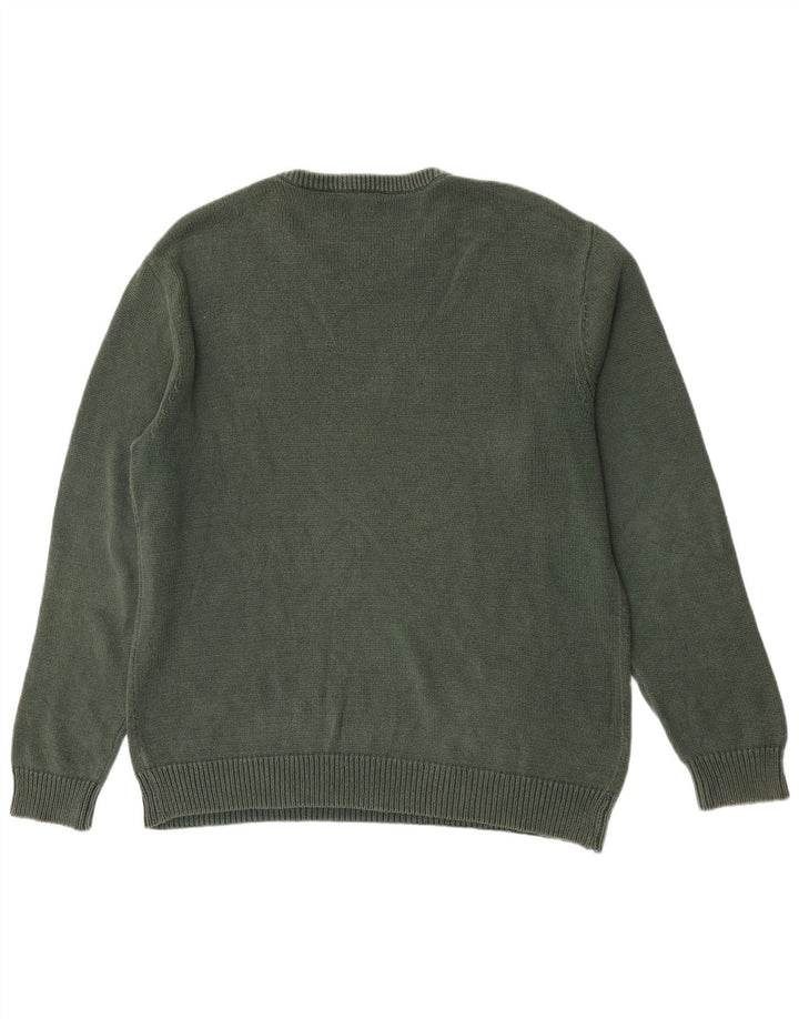 Chaps Mens Crew Neck Jumper Sweater XL Green Cotton