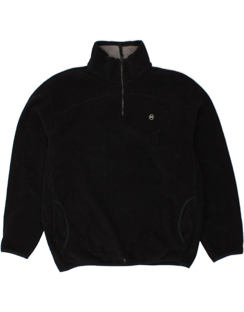 NAUTICA Mens Zip Neck Fleece Jumper XL Black Polyester | Vintage Nautica | Thrift | Second-Hand Nautica | Used Clothing | Messina Hembry 