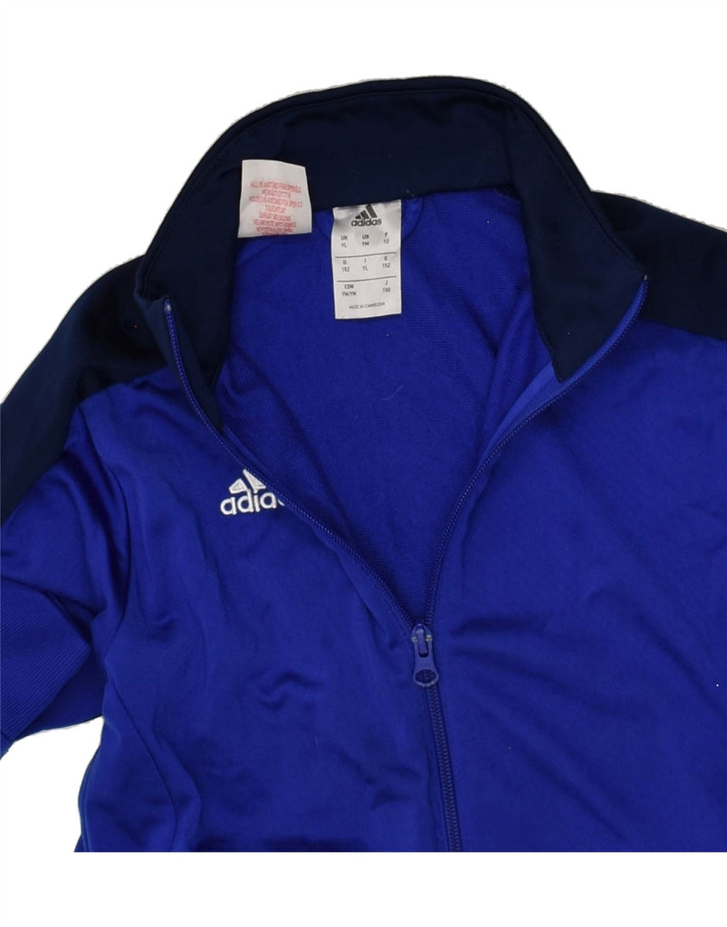 ADIDAS Boys Tracksuit Top Jacket 11-12 Years Blue Colourblock Polyester | Vintage Adidas | Thrift | Second-Hand Adidas | Used Clothing | Messina Hembry 