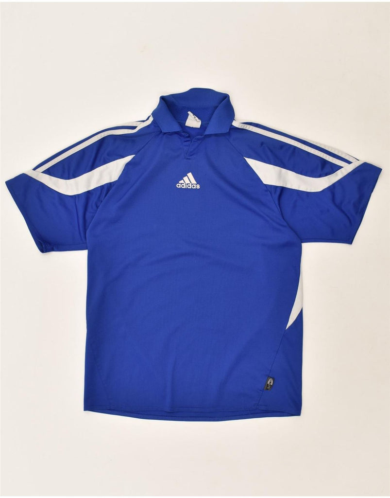 ADIDAS Mens Climalite Graphic Polo Shirt Small Blue Colourblock Polyester | Vintage Adidas | Thrift | Second-Hand Adidas | Used Clothing | Messina Hembry 