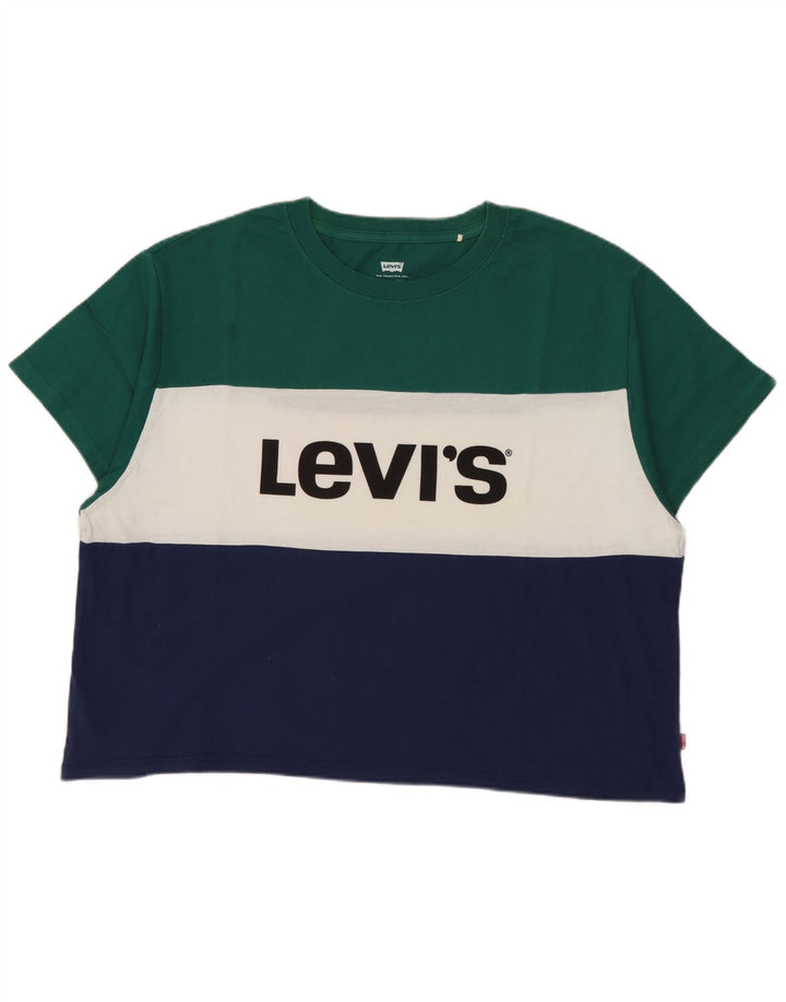 LEVI'S Womens Crop Graphic T-Shirt Top UK 10 Small Multicoloured
