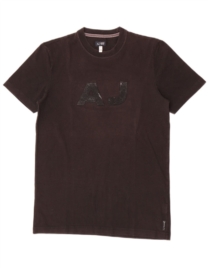 Armani Jeans Mens Graphic T-Shirt Top Medium Black