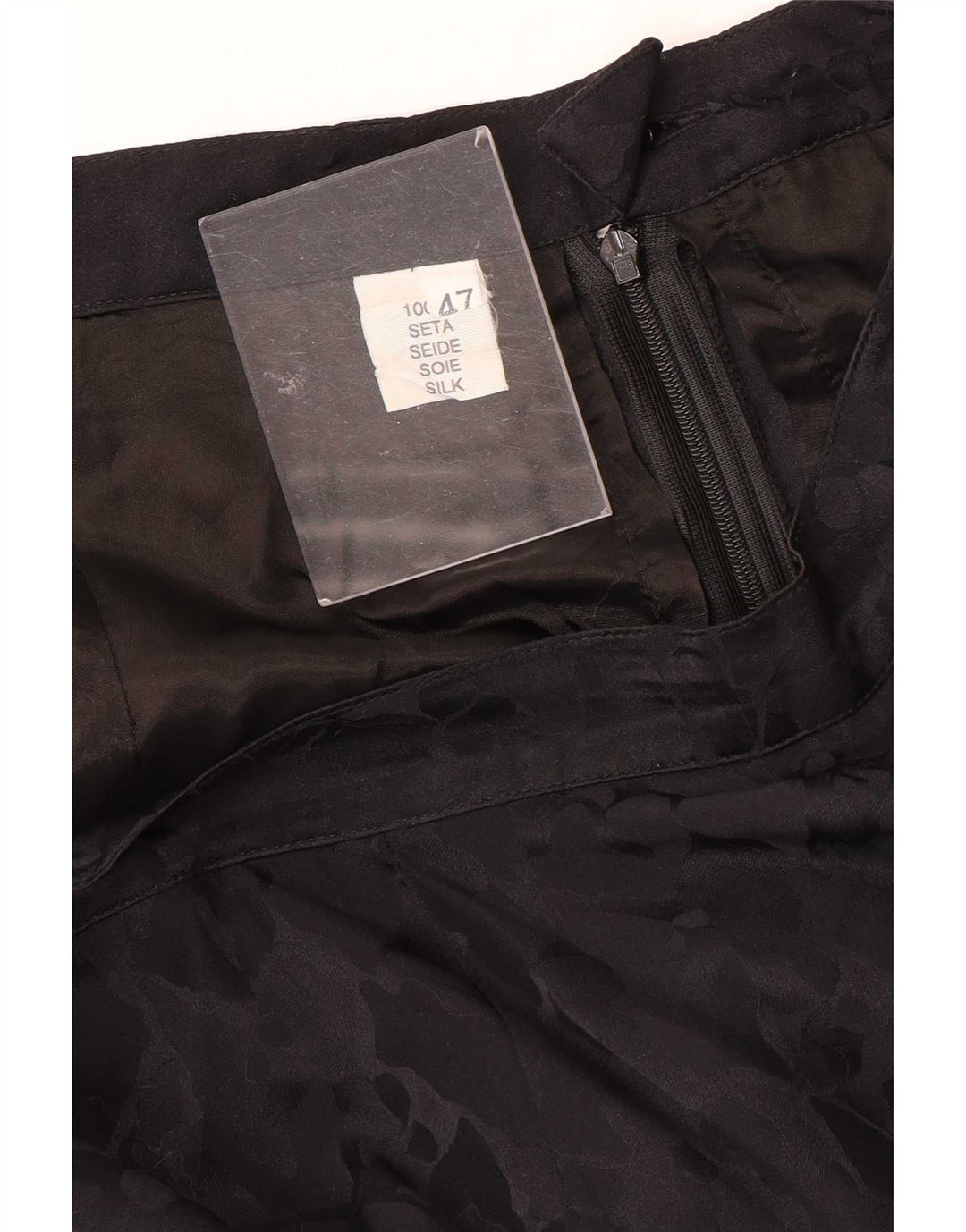 Vintage Womens Straight Skirt IT 46 Large W34 Black Silk