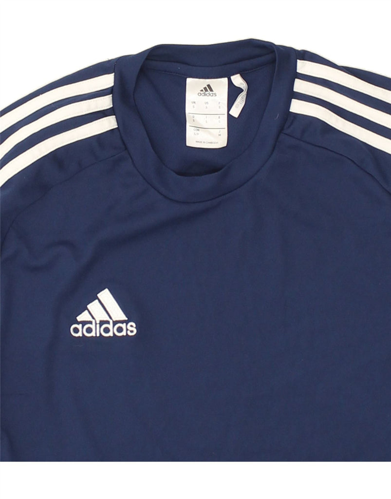 ADIDAS Mens T-Shirt Top Small Navy Blue Polyester | Vintage Adidas | Thrift | Second-Hand Adidas | Used Clothing | Messina Hembry 