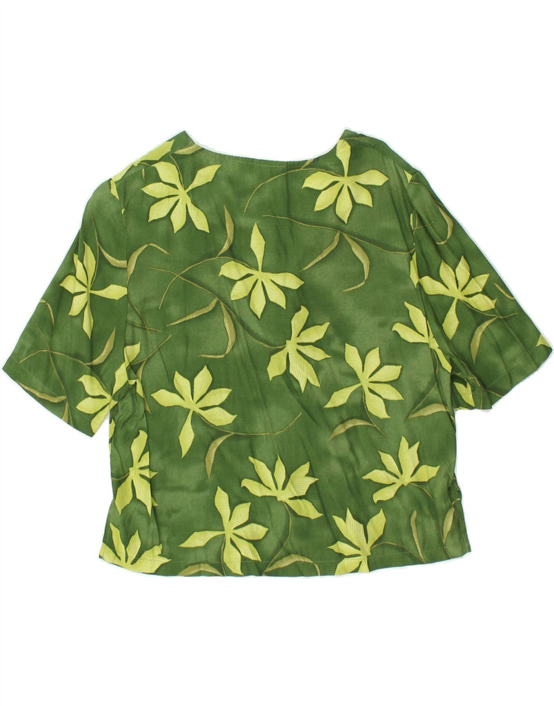 FABIANI Womens Short Sleeve Shirt Blouse UK 14 Large Green Floral Viscose | Vintage Fabiani | Thrift | Second-Hand Fabiani | Used Clothing | Messina Hembry 