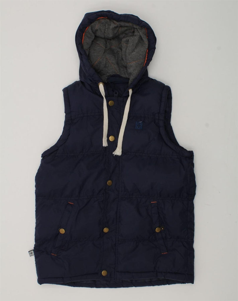 MOUNTAIN WAREHOUSE Boys Hooded Padded Gilet 9-10 Years Navy Blue Polyester | Vintage Mountain Warehouse | Thrift | Second-Hand Mountain Warehouse | Used Clothing | Messina Hembry 