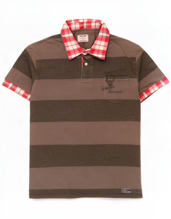 Jack & Jones Mens Rugby Polo Shirt Large Grey Striped