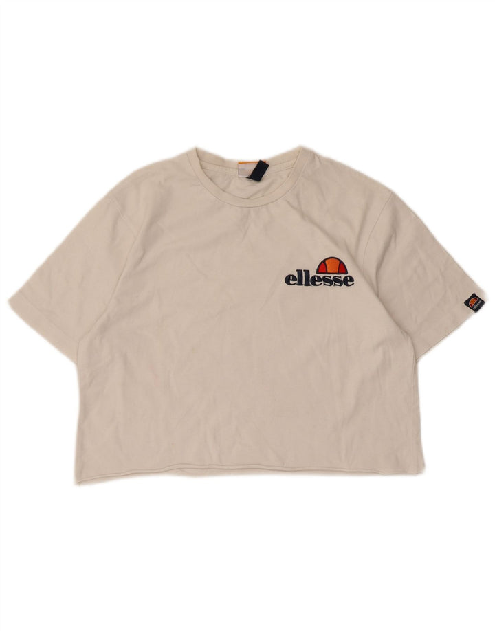 Ellesse Womens Crop Graphic T-Shirt Top UK 10 Small White