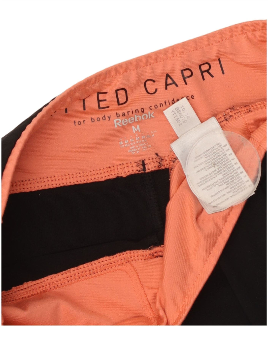 Reebok Womens Fitted Capri Leggings UK 14 Medium Black Polyester