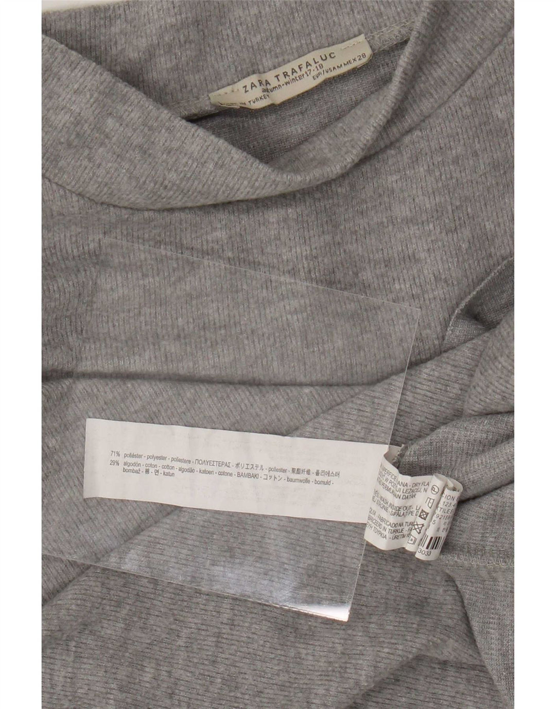 Zara Womens Trafaluc Crop T-Shirt Top UK 14 Medium Grey Polyester