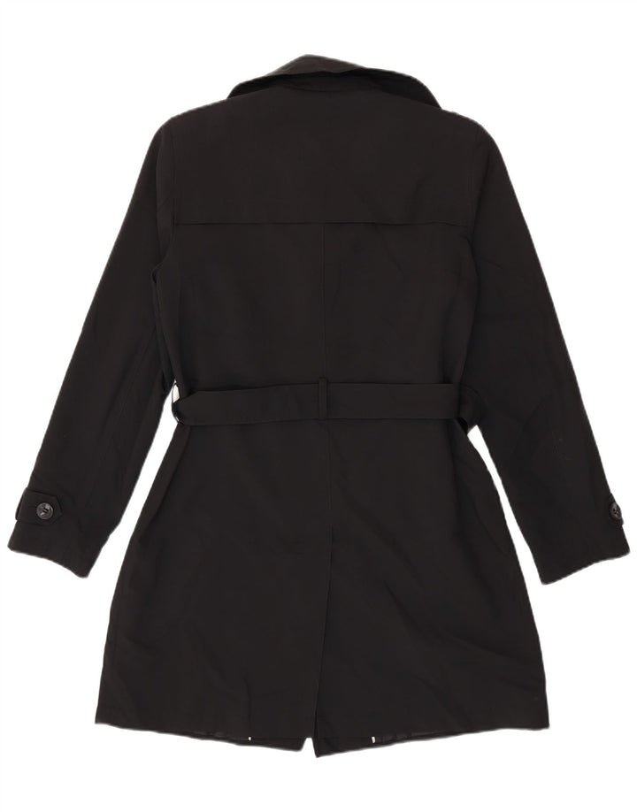Marks & Spencer Womens Trench Coat UK 12 Medium Black Polyester