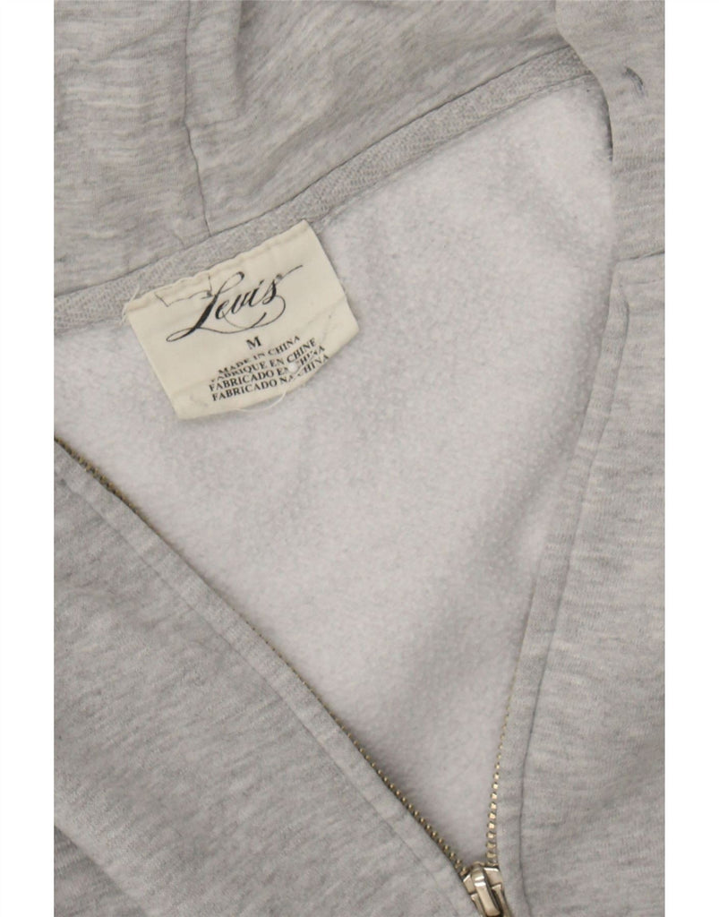 LEVI'S Womens Crop Graphic Zip Hoodie Sweater UK 14 Medium Grey Cotton Vintage Levi's and Second-Hand Levi's from Messina Hembry 
