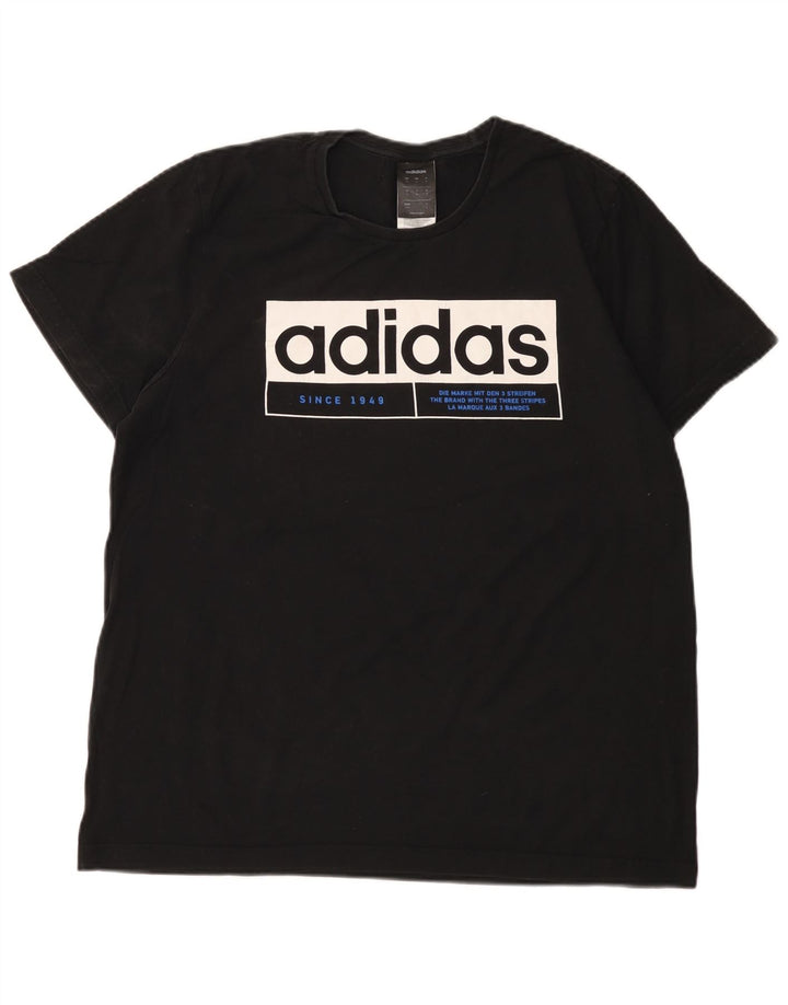 Adidas Mens Graphic T-Shirt Top Medium Black Cotton