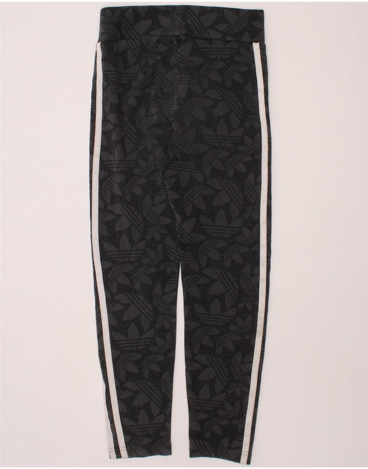 ADIDAS Girls Graphic Leggings 9-10 Years  Grey Vintage Adidas and Second-Hand Adidas from Messina Hembry 