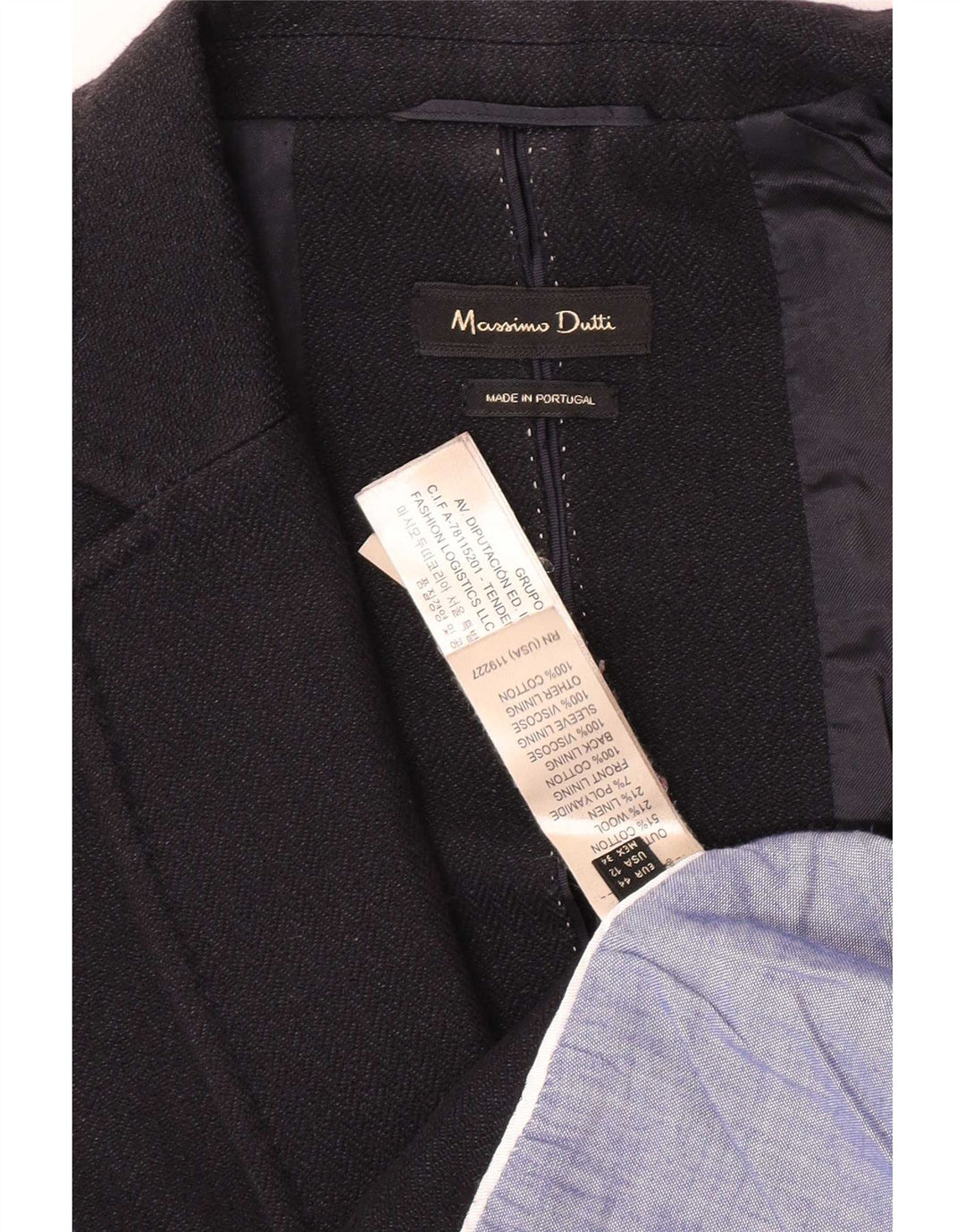 Massimo Dutti Womens 1 Button Blazer Jacket EU 44 XL Black Cotton