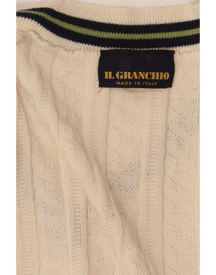 Il Granchio Mens V-Neck Jumper Sweater Medium Off White