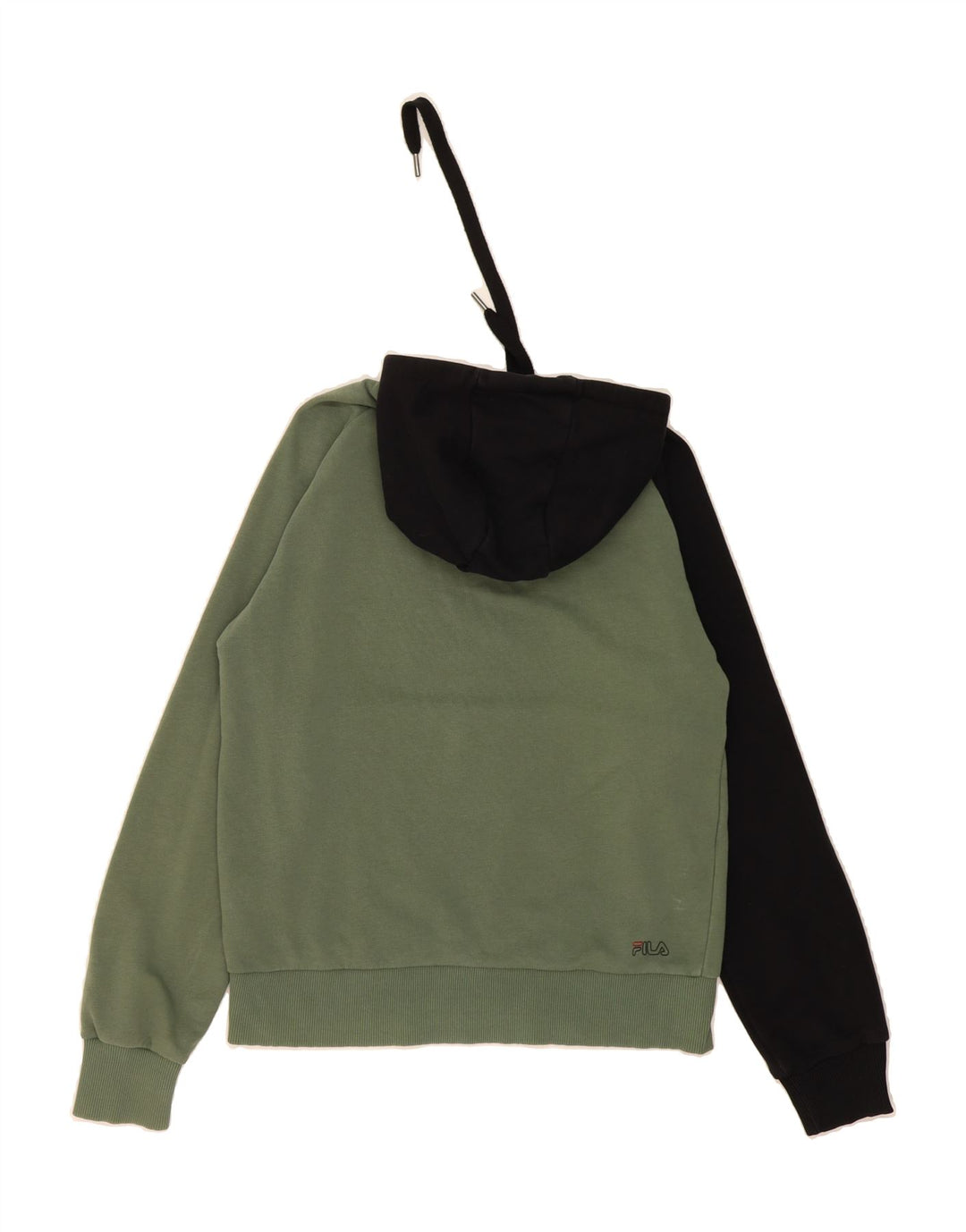 FILA Mens Graphic Hoodie Jumper Small Khaki Colourblock Cotton Vintage Fila and Second-Hand Fila from Messina Hembry 