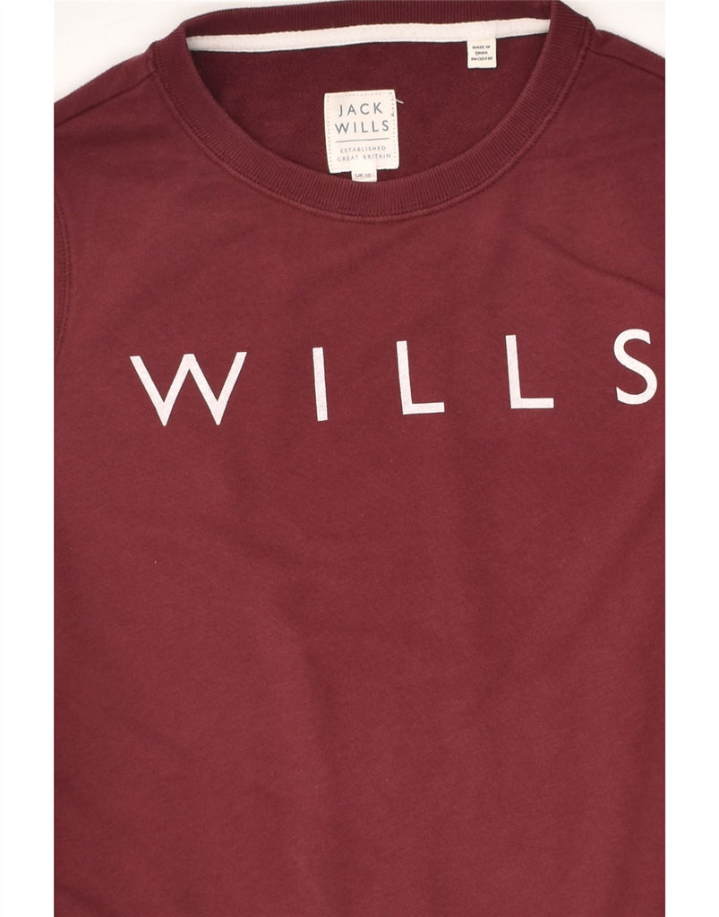 JACK WILLS Womens Loose Fit Graphic Sweatshirt Jumper UK 10 Small  Maroon | Vintage Jack Wills | Thrift | Second-Hand Jack Wills | Used Clothing | Messina Hembry 