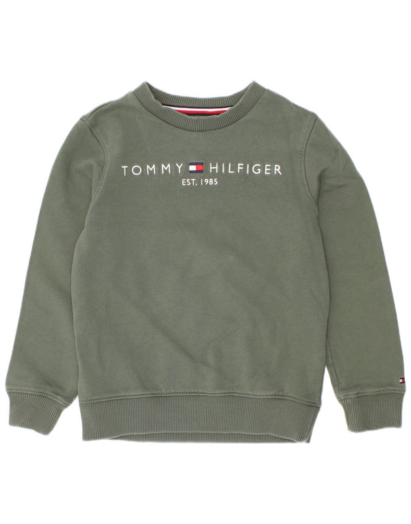 Tommy Hilfiger Boys Graphic Sweatshirt Jumper 5-6 Years Green Cotton