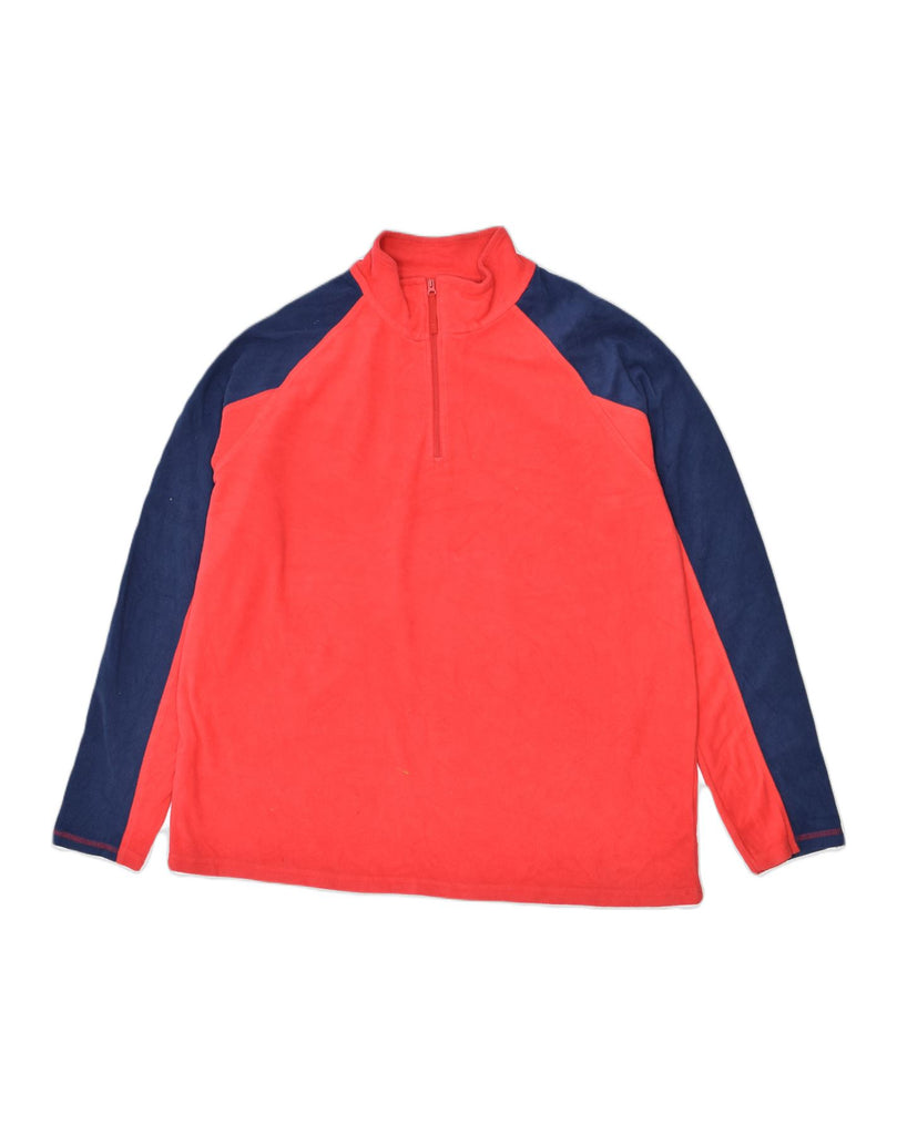 MOUNTAIN WAREHOUSE Mens Zip Neck Fleece Jumper XL Red Colourblock | Vintage | Thrift | Second-Hand | Used Clothing | Messina Hembry 