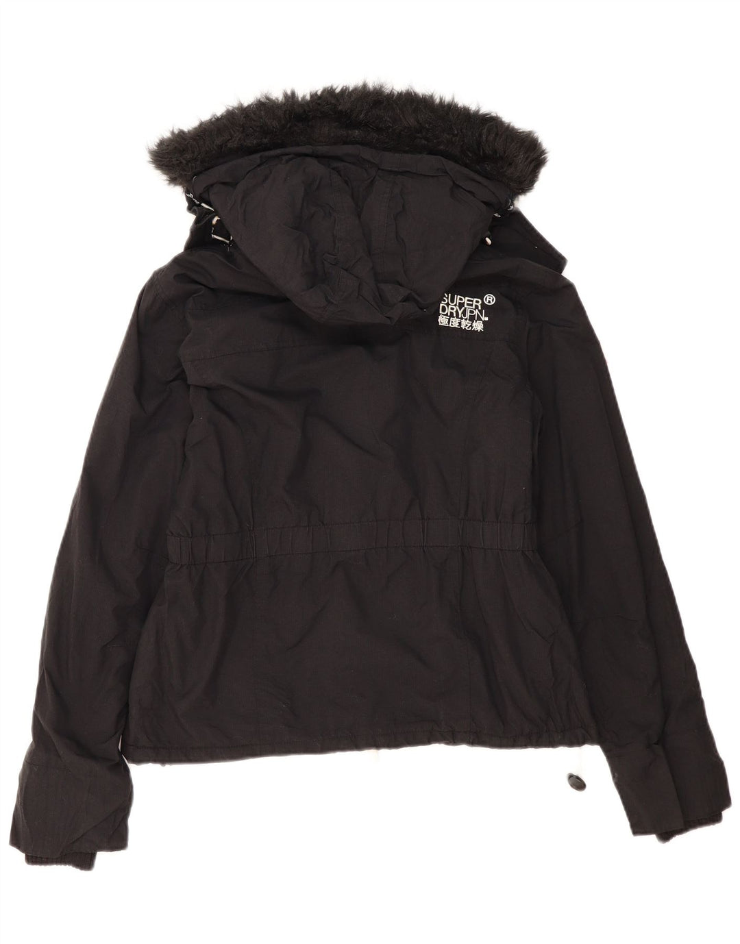 Superdry Womens Hooded Windbreaker Jacket UK 16 Large Black Polyester