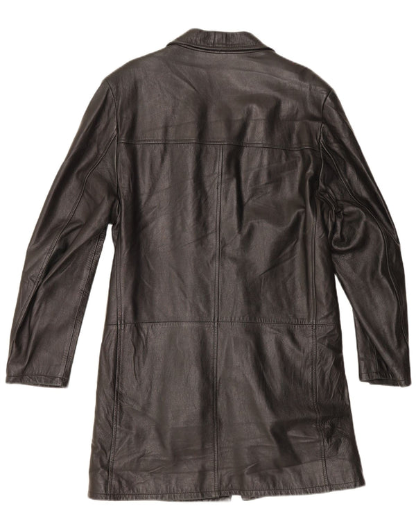 Vintage Mens Leather Coat UK 38 Medium Black Leather