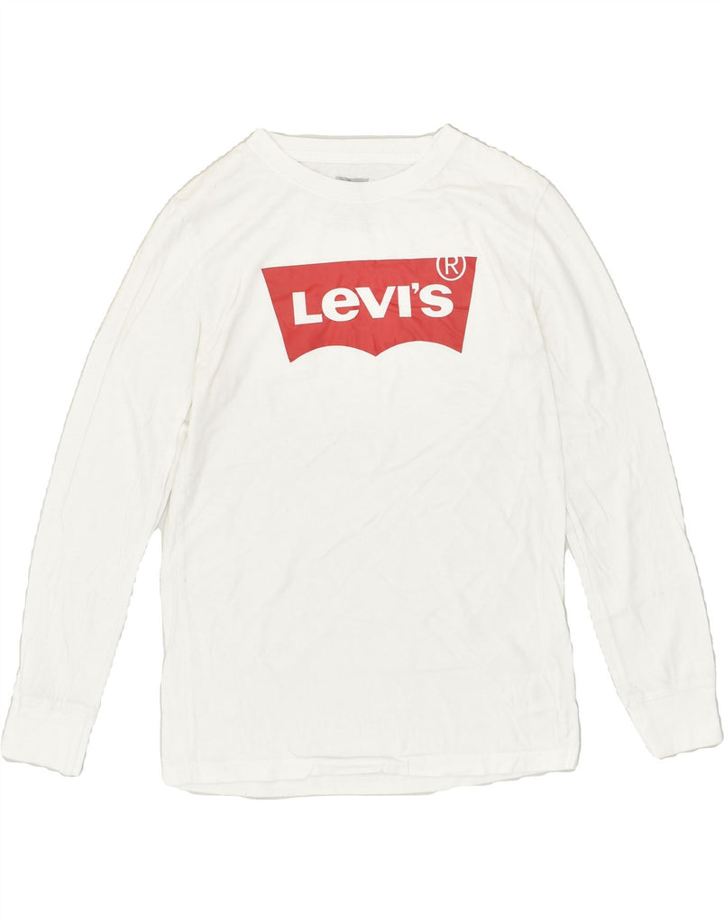 LEVI'S Girls Graphic Top Long Sleeve 10-11 Years Medium White Cotton | Vintage Levi's | Thrift | Second-Hand Levi's | Used Clothing | Messina Hembry 