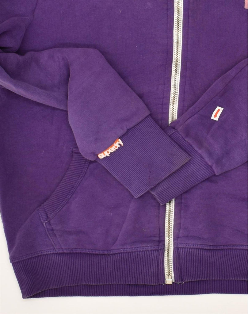 SUPERDRY Womens Graphic Zip Hoodie Sweater Uk 14 Medium Purple Cotton | Vintage Superdry | Thrift | Second-Hand Superdry | Used Clothing | Messina Hembry 